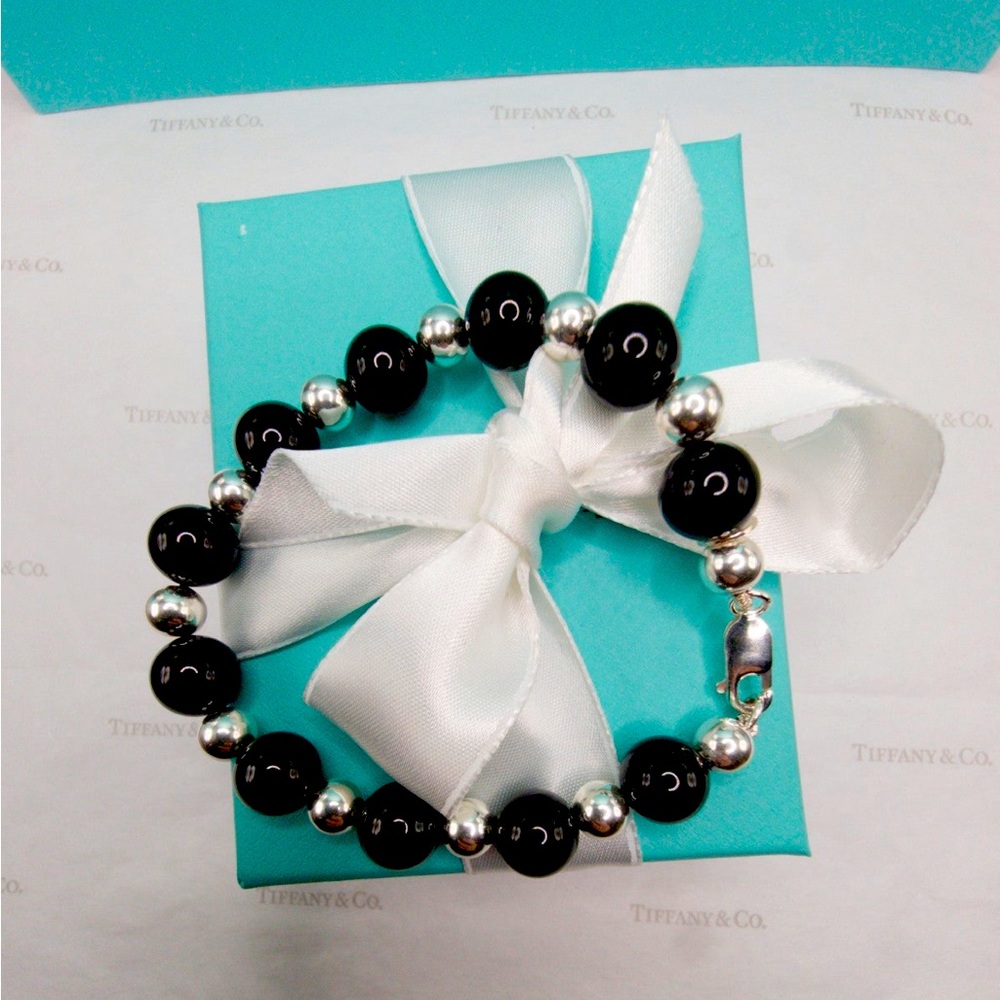 Beautiful Authentic Tiffany & Co black and silver bracelet!